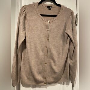 East 5th Size LP Mushroom Beige Long Sleeve Lightweight Cardigan Puff Shoulder